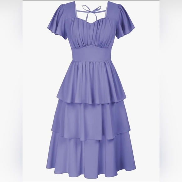 Belle Pogue Dresses & Skirts - Belle Poque Square Neck Tiered Rufle Dress #1002